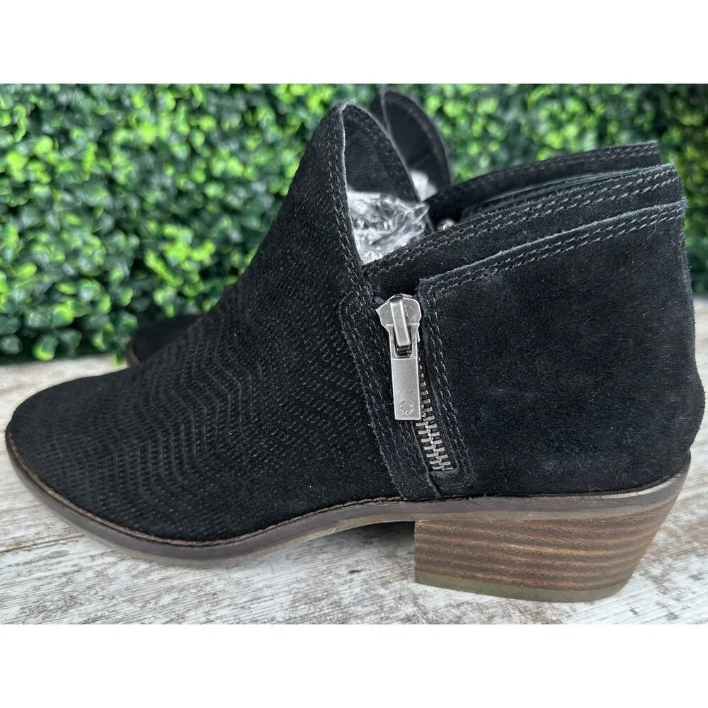 LUCKY BRAND Fhuna Ankle Bootie Women’s‎ 8M Black Suede Low Cut Boots Casual Chic